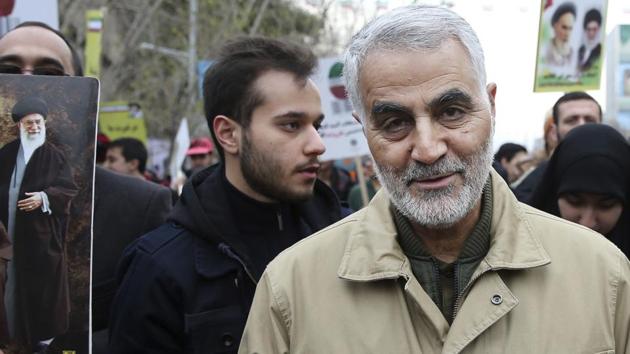 In this file photo, Qassem Soleimani, commander of Iran's Quds Force, attends an annual rally commemorating the anniversary of the 1979 Islamic revolution, in Tehran, Iran. The U.S. airstrike that killed a prominent Iranian general in Baghdad raises tensions even higher between Tehran and Washington after months of trading attacks and threats across the wider Middle East. (AP) In this file photo, Qassem Soleimani, commander of Iran's Quds Force, attends an annual rally commemorating the anniversary of the 1979 Islamic revolution, in Tehran, Iran. The U.S. airstrike that killed a prominent Iranian general in Baghdad raises tensions even higher between Tehran and Washington after months of trading attacks and threats across the wider Middle East. (AP)