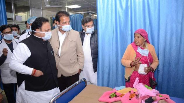 Health Minister Raghu Sharma visits Kota’s JK Lon Hospital(HT Photo)