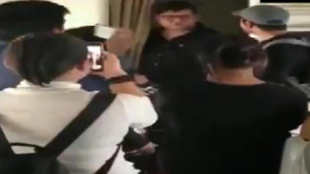 Another airline official, who wished to remain anonymous, said a woman passenger allegedly manhandled a cabin crew member, grabbing her arm and threatening to open the main exit gate. (ANI photo) Another airline official, who wished to remain anonymous, said a woman passenger allegedly manhandled a cabin crew member, grabbing her arm and threatening to open the main exit gate. (ANI photo)