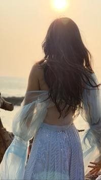 Katrina’s Rebecca Dewan lehenga in light blue which she wore for make-up artist Daniel Bauer’s wedding is absolute love and Katrina looked great in it. (INSTAGRAM) Katrina’s Rebecca Dewan lehenga in light blue which she wore for make-up artist Daniel Bauer’s wedding is absolute love and Katrina looked great in it. (INSTAGRAM)