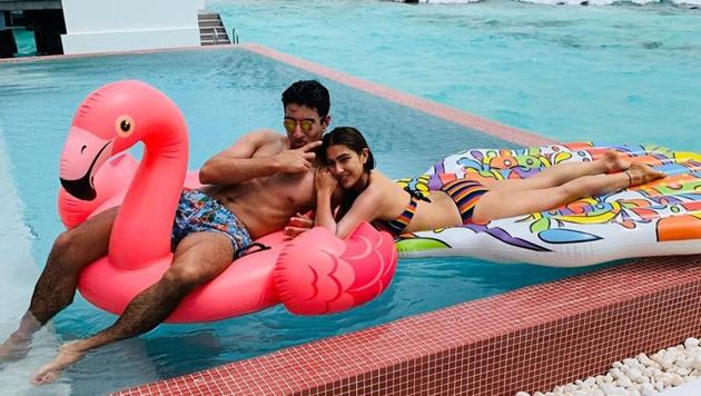 She posted several pictures wearing super fun bikinis, chilling in the pool with huge floats and even going snorkelling with her mother and brother. (INSTAGRAM)
