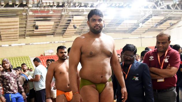 Bala Rafiq Shaikh at the 63rd Maharashtra Kesari at Shiv Chhatrapati Sports Complex in Balewadi . in Pune, India, on Saturday,January,04, 2020.(HT PHOTO)