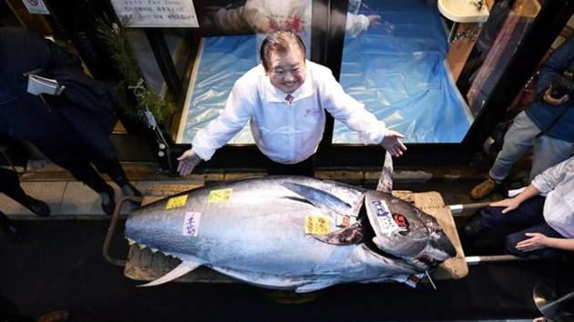 A bluefin tuna that was auctioned for 193 million Japanese yen.(REUTERS)