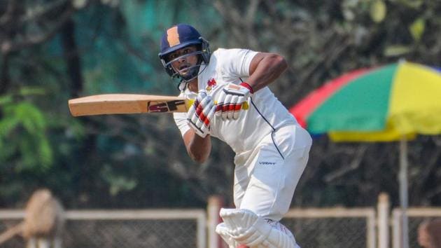 Mumbai's Sarfaraz Khan bats during their Ranji Trophy match against Karnataka at MCA ground in Mumbai, Saturday. (PTI) Mumbai's Sarfaraz Khan bats during their Ranji Trophy match against Karnataka at MCA ground in Mumbai, Saturday. (PTI)