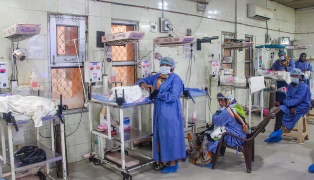 Sick children being treated at the JK Lon hospital, where at least 100 infants have died in the month of December as per reports, in Kota district, Saturday, Jan. 4, 2020.(PTI photo)