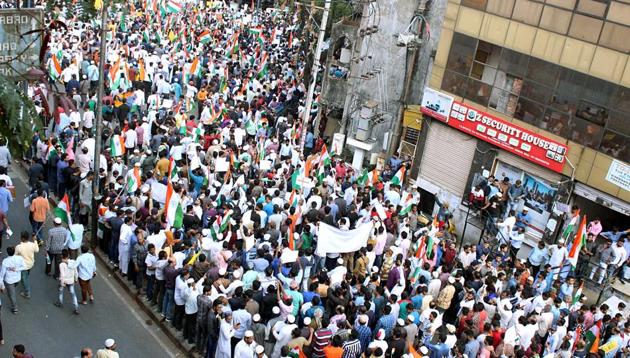 A view of the Telangana Secretariat flyover and traffic jam as people from different district of Telangana flooded on the streets against CAA, NRC and NPR in Hyderabad on Saturday. (ANI photo) A view of the Telangana Secretariat flyover and traffic jam as people from different district of Telangana flooded on the streets against CAA, NRC and NPR in Hyderabad on Saturday. (ANI photo)