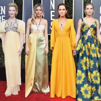 Brighter colours were also seen on the red carpet, Cate Blanchett was seen in a gorgeous architectural yellow number. The 50-year-old didn’t look anywhere close to her age in the gorgeous yellow column frock by Mary Katrantzou, and could give any 20-year-old a run for their money. Sienna Miller’s pale yellow Gucci number and Zoey Deutch’s bright yellow Fendi full-sleeved gown were both looking amazing on the leading ladies. However, it was Taylor Swift’s Etro gown with it’s stark, eye-hurting design and bursts of green and yellow that was a total let down. (instagram) Brighter colours were also seen on the red carpet, Cate Blanchett was seen in a gorgeous architectural yellow number. The 50-year-old didn’t look anywhere close to her age in the gorgeous yellow column frock by Mary Katrantzou, and could give any 20-year-old a run for their money. Sienna Miller’s pale yellow Gucci number and Zoey Deutch’s bright yellow Fendi full-sleeved gown were both looking amazing on the leading ladies. However, it was Taylor Swift’s Etro gown with it’s stark, eye-hurting design and bursts of green and yellow that was a total let down. (instagram)