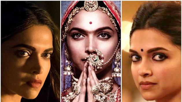 Deepika Padukone in stills from xXx: Return of Xander Cage, Padmaavat, and Piku.