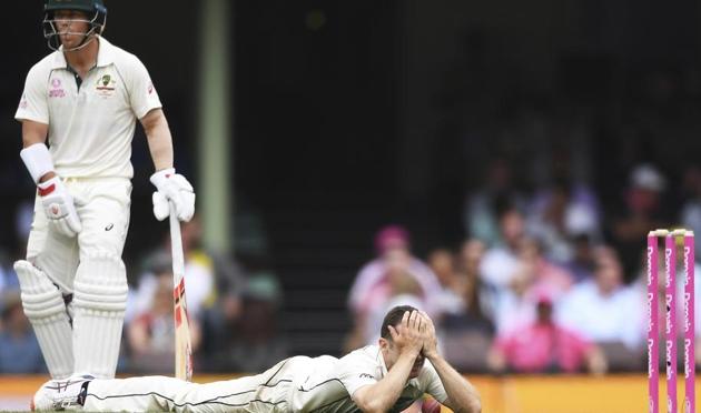 New Zealand's Todd Astle drops a chance to dismiss Australia's Marnus Labuschagne.(AP)