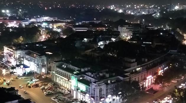 An aerial view of Connaught place during clear weather in New Delhi on January 3, 2020.(Amal KS/HT PHOTO)