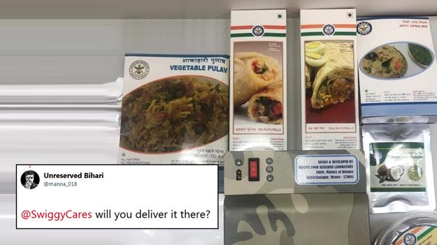 The conversation between a Twitter user and Swiggy on Gaganyaan’s menu has left people in splits. (Twitter/ANI) The conversation between a Twitter user and Swiggy on Gaganyaan’s menu has left people in splits. (Twitter/ANI)