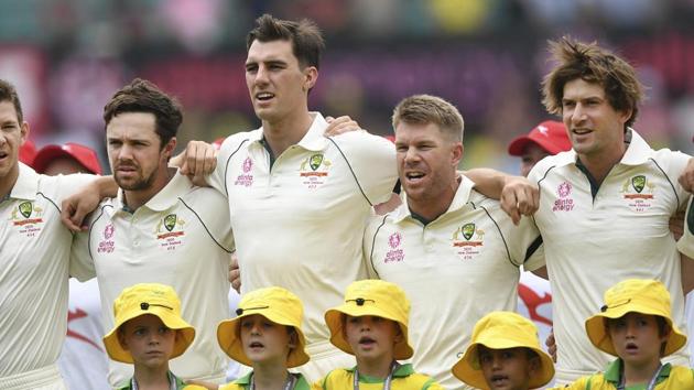 File image: Australia cricketer David Warner stands with teammates before the start of Sydney Test. (AP) File image: Australia cricketer David Warner stands with teammates before the start of Sydney Test. (AP)