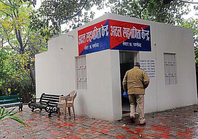 A police beat box at Sector 10 in Chandigarh. (Keshav Singh/HT) A police beat box at Sector 10 in Chandigarh. (Keshav Singh/HT)