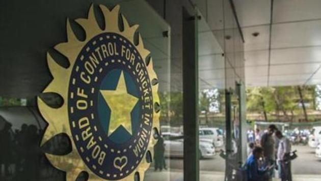 A view of logo of the Board of Control for Cricket in India (BCCI).(Hindustan Times via Getty Images)