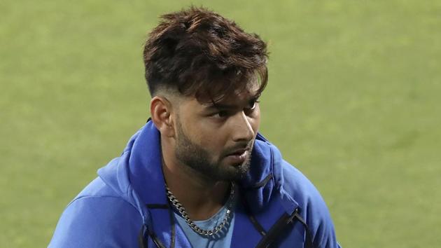 India's Rishabh Pant prepares to bat in the nets.(AP)