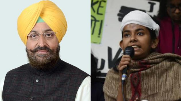 Punjab Congress MP Partap Singh Bajwa on Wednesday tweeted a letter to Jawaharlal Nehru University Students’ Union leader Aishe Ghosh (right) expressing solidarity with her and the student agitation at the institution in New Delhi.(HT Photos)