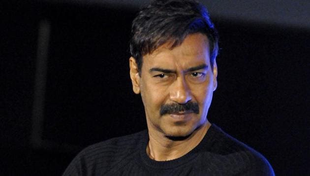 Ajay Devgn during the promotion of his movie Tanhaji: The Unsung Warrior, in Kolkata.(PTI)