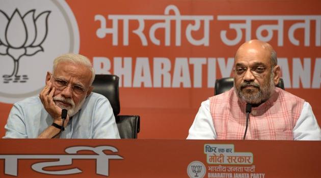 Prime Minister Narendra Modi and Bharatiya Janata Party (BJP) President Amit Shah(Mohd Zakir/HT PHOTO) Prime Minister Narendra Modi and Bharatiya Janata Party (BJP) President Amit Shah(Mohd Zakir/HT PHOTO)