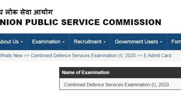 UPSC Combined Defence Services (CDS) I 2020 admit card was released on Thursday, January 9, 2020 on the official website of Union Public Service Commission at upsc.gov.in.(upsc.gov.in)