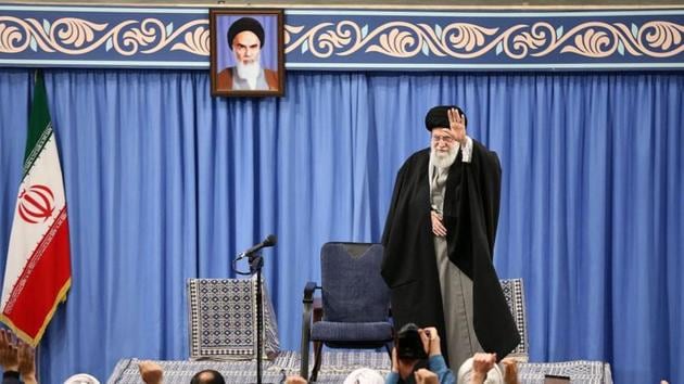 Iran's Supreme Leader Ayatollah Ali Khamenei during a gathering in Tehran on Wednesday. “Last night they received a slap,” Khamenei said in a speech after the missile strikes. “These military actions are not sufficient (for revenge). What is important is that the corrupt presence of America in this region comes to an end.” (Official Khamenei website via REUTERS)