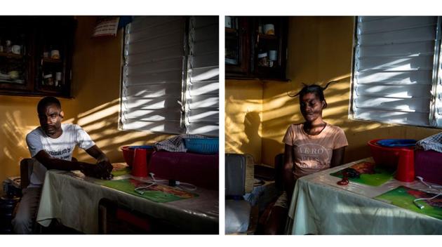 Tabito Alein, 46, and his wife Hanne Rosse Telismon, 39, at home. They both lost their vision during the earthquake. The government had hoped the village would set an example of urban development for an impoverished country mired in corruption.The ambitious project died in the swirling Petrocaribe corruption controversy that has sparked public anger in 2018. (Chandan Khanna/AFP) Tabito Alein, 46, and his wife Hanne Rosse Telismon, 39, at home. They both lost their vision during the earthquake. The government had hoped the village would set an example of urban development for an impoverished country mired in corruption.The ambitious project died in the swirling Petrocaribe corruption controversy that has sparked public anger in 2018. (Chandan Khanna/AFP)