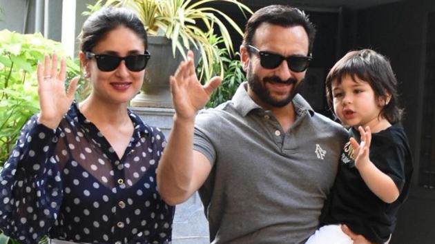 Actors Saif Ali Khan and Kareena Kapoor arrive with their son Taimur Ali Khan for his birthday celebrations in Mumbai.(IANS)