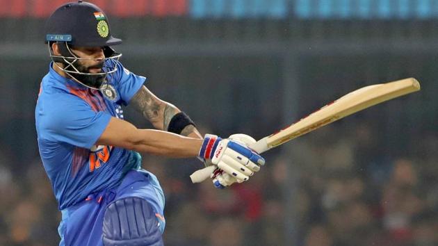 Virat Kohli in action against Sri Lanka.(ANI) Virat Kohli in action against Sri Lanka.(ANI)