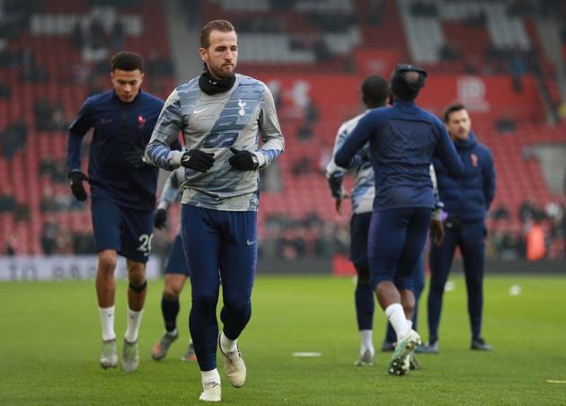 Tottenham Hotspur's Harry Kane during the warm up before the match.(REUTERS)