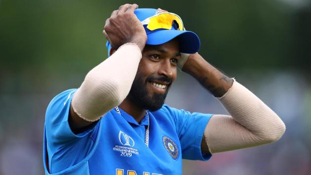 Hardik Pandya of India during the Group Stage match.(Getty Images)