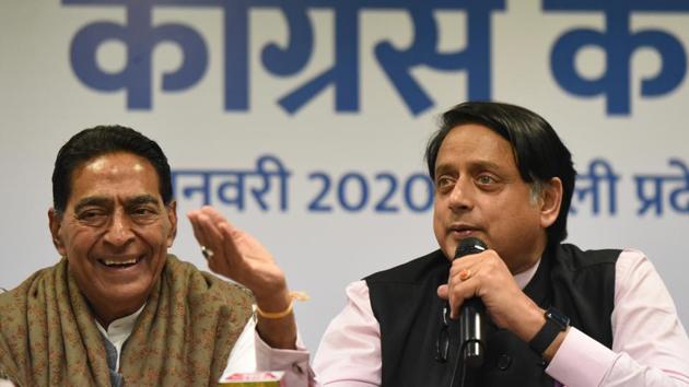 Member of Parliament Shashi Tharoor addresses the audience during the launch of Delhi Congress’ campaign to crowdsource ideas and suggestions from the people to be incorporated in the Congress manifesto for the upcoming Delhi Assembly elections. (Sonu Mehta/HT PHOTO) Member of Parliament Shashi Tharoor addresses the audience during the launch of Delhi Congress’ campaign to crowdsource ideas and suggestions from the people to be incorporated in the Congress manifesto for the upcoming Delhi Assembly elections. (Sonu Mehta/HT PHOTO)