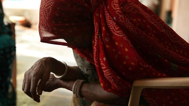 A woman breaks down while narrating her wait for justice against those who branded her a witch, at Bhilwara district, Rajasthan on June 1, 2016.(HT file photo)