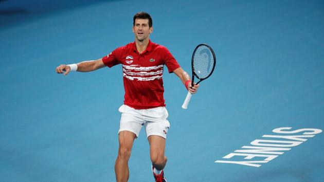 Novak Djokovic celebrates after winning his Final singles match against Spain's Rafael Nadal. (REUTERS) Novak Djokovic celebrates after winning his Final singles match against Spain's Rafael Nadal. (REUTERS)