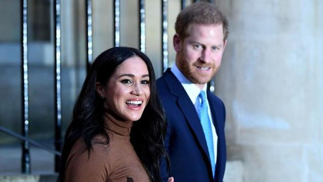 Britain's Prince Harry and his wife Meghan, Duchess of Sussex react as they leave after their visit to Canada House in London, Britain.(REUTERS) Britain's Prince Harry and his wife Meghan, Duchess of Sussex react as they leave after their visit to Canada House in London, Britain.(REUTERS)
