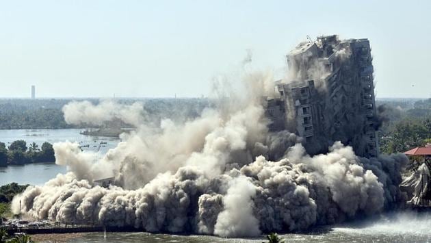 Dramatic visuals showed the flats coming down like a pack of cards within seconds, filling the area with debris. (ANI) 