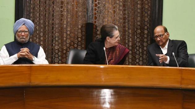 Congress President Sonia Gandhi along with Manmohan Singh, Sharad Pawar, during the Opposition Party Meeting at the Parliament Annexe in New Delhi on Monday. (Photo: Sonu Mehta/HT) Congress President Sonia Gandhi along with Manmohan Singh, Sharad Pawar, during the Opposition Party Meeting at the Parliament Annexe in New Delhi on Monday. (Photo: Sonu Mehta/HT)