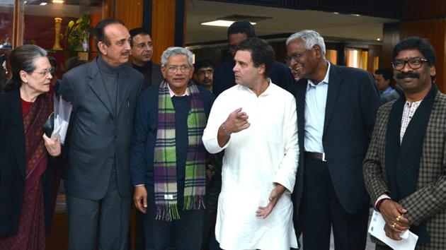 Several opposition parties had absented themselves from the meeting, three of them - Trinamool Congress, Bahujan Samaj Party and DMK - because of the central role that the Sonia Gandhi’s Congress had played to convene the strategy meet. (ANI Photo) Several opposition parties had absented themselves from the meeting, three of them - Trinamool Congress, Bahujan Samaj Party and DMK - because of the central role that the Sonia Gandhi’s Congress had played to convene the strategy meet. (ANI Photo)