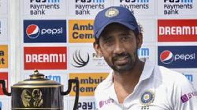 Ranchi: India wicket-keeper batsman Wriddhiman Saha poses with the trophy after India won the Test series against South Africa, at JSCA Stadium in Ranchi. (PTI) Ranchi: India wicket-keeper batsman Wriddhiman Saha poses with the trophy after India won the Test series against South Africa, at JSCA Stadium in Ranchi. (PTI)