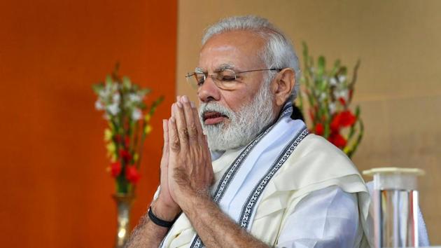 Prime Minister Narendra Modi at Belur Math in Howrah district,.(PTI)