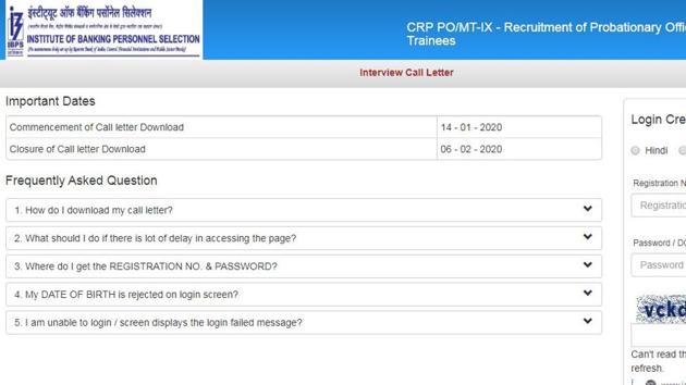 IBPS on Tuesday released the admit cards for interview of candidates to recruit Probationary Officers (PO)/management trainees (CWE PO/MT-IX) in various public sector banks and other participating organisations.(ibps.in)