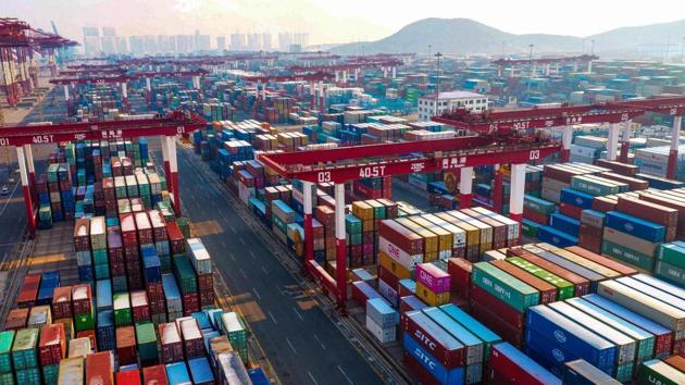 Containers are seen stacked at a port in Qingdao in China’s eastern Shandong province. The huge difference in trade traffic is a key bone of contention for Donald Trump in a long-running stand-off that has seen him impose tariffs on goods worth hundreds of billions of dollars, triggering retaliation from Beijing. (AFP) Containers are seen stacked at a port in Qingdao in China’s eastern Shandong province. The huge difference in trade traffic is a key bone of contention for Donald Trump in a long-running stand-off that has seen him impose tariffs on goods worth hundreds of billions of dollars, triggering retaliation from Beijing. (AFP)