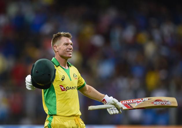 Australian batsman David Warner celebrates his century. (PTI) Australian batsman David Warner celebrates his century. (PTI)