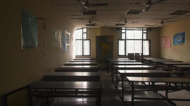 An inside view of a classroom at Jawaharlal Nehru University (JNU) on January 13. Students and teachers of JNU boycotted classes on Monday, the first day of the new session, demanding resignation of vice chancellor (V-C) M Jagadesh Kumar. (Amal KS / HT Photo) An inside view of a classroom at Jawaharlal Nehru University (JNU) on January 13. Students and teachers of JNU boycotted classes on Monday, the first day of the new session, demanding resignation of vice chancellor (V-C) M Jagadesh Kumar. (Amal KS / HT Photo)