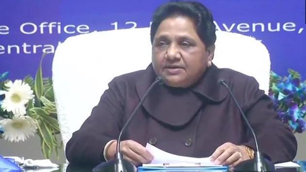 BSP chief Mayawati addressing a press conference on her 64th birthday on Wednesday, in Lucknow.(ANI photo)