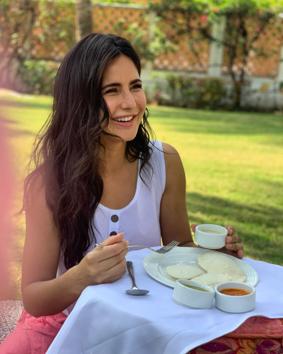 The Bharat actor took to her Instagram and revealed the secret behind her enviable physique, she posted a picture of herself enjoying her mid-morning snack of idli and chutneys. (INSTAGRAM) The Bharat actor took to her Instagram and revealed the secret behind her enviable physique, she posted a picture of herself enjoying her mid-morning snack of idli and chutneys. (INSTAGRAM)