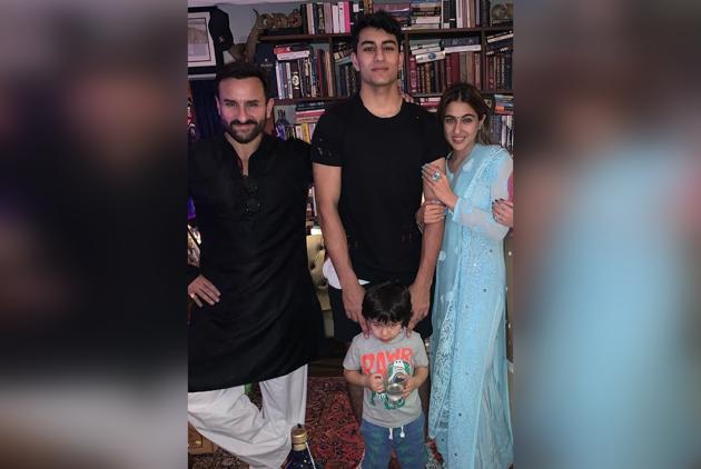 Saif Ali Khan with his children Taimur Ali Khan, Ibrahim Ali Khan and Sara Ali Khan.