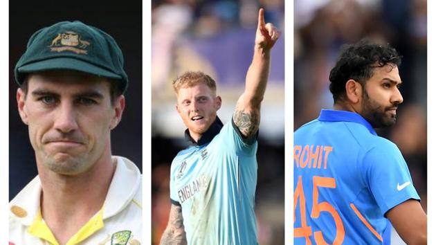 Cummins, Stokes, Rohit(HT Collage)