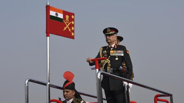 Army chief Gen M M Naravane arrives to inspect the guard of honour. 2020 marked the 72nd occasion of Army Day. (Vipin Kumar / HT Photo) Army chief Gen M M Naravane arrives to inspect the guard of honour. 2020 marked the 72nd occasion of Army Day. (Vipin Kumar / HT Photo)