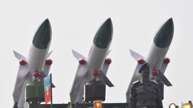 Indian Army’s Akash Missile system is showcased during the parade. The military hardware that was showcased at Wednesday’s parade includes infantry combat vehicle BMP-2K, K9 Vajra-T artillery guns, locally built Dhanush towed guns, T-90 main battle tanks and the short span bridging system. (Vipin Kumar / HT Photo) Indian Army’s Akash Missile system is showcased during the parade. The military hardware that was showcased at Wednesday’s parade includes infantry combat vehicle BMP-2K, K9 Vajra-T artillery guns, locally built Dhanush towed guns, T-90 main battle tanks and the short span bridging system. (Vipin Kumar / HT Photo)