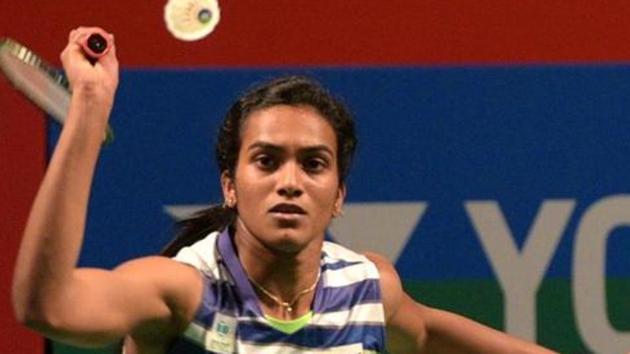 PV Sindhu of India in action. (Mohd Zakir/HT PHOTO) PV Sindhu of India in action. (Mohd Zakir/HT PHOTO)