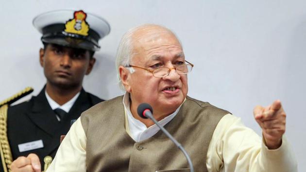 Governor of Kerala Arif Mohammad Khan at a press conference in New Delhi, on December 21, 2019.(PTI Photo)